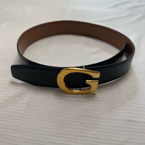 Gucci Black Gold Hardware Leather Belt Size 65/26 Small - Picture 1 of 6